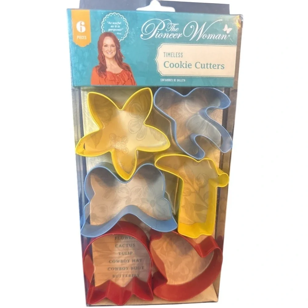 Pioneer Woman Timeless Cookie Cutters 6 pc Set Flower Cactus Tulip Cowboy Baking